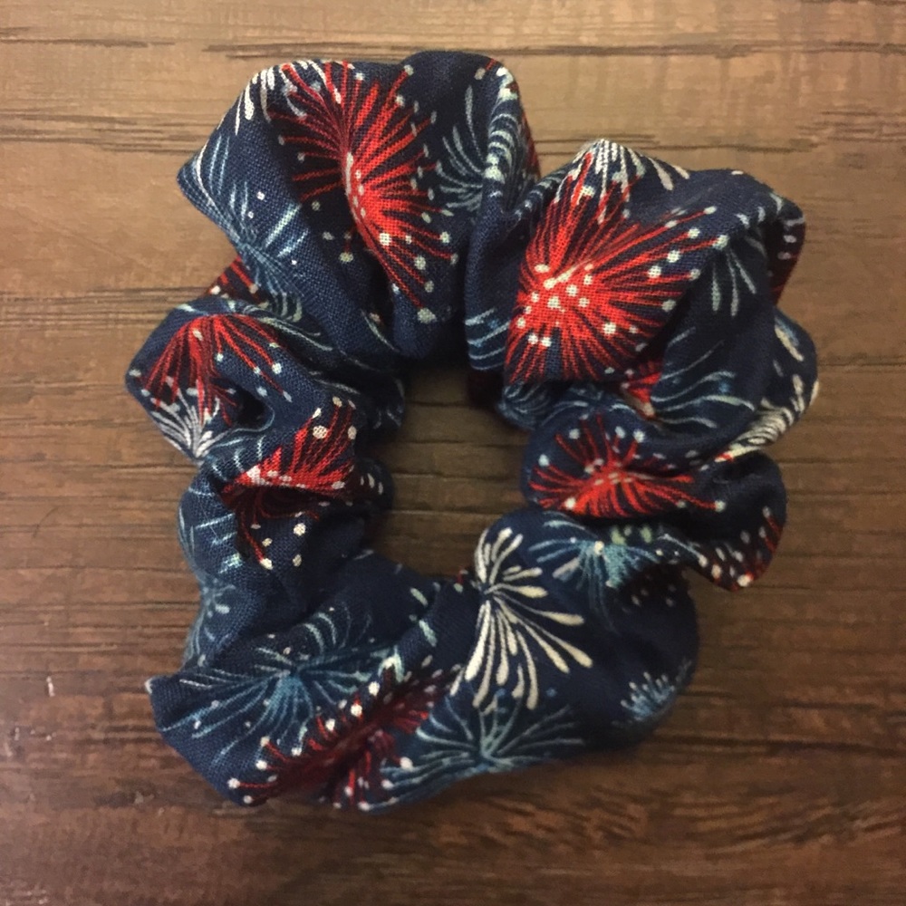 Fireworks Memorial Day Fourth of July Scrunchie